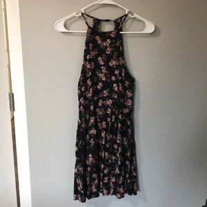 Forever 21 Black Floral & Lace High Neck Dress